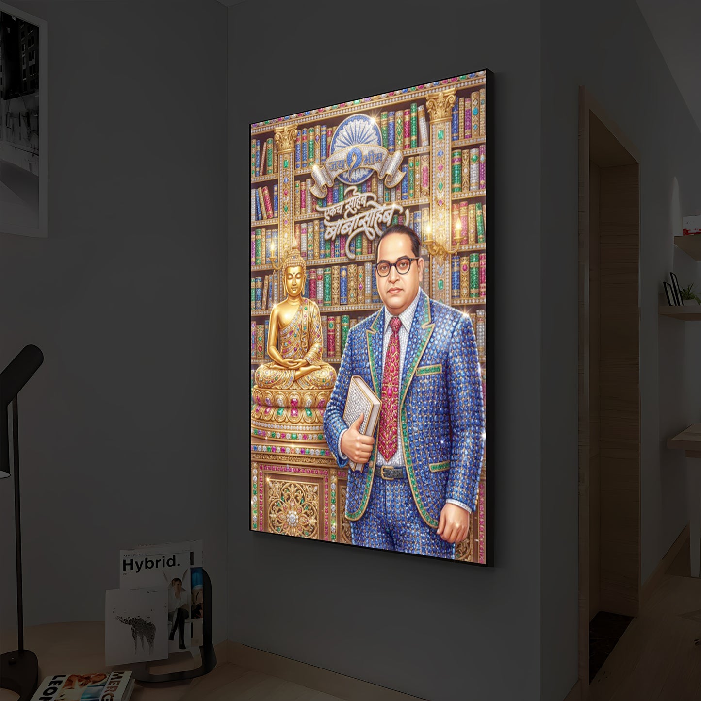 Dr. Bhimrao Ambedkar Ji Modern Luxury Backlight Vertical Wall Art