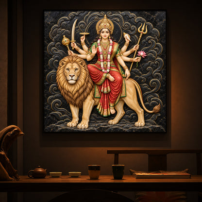 Goddess Durga Modern Luxury Backlight Square Wall Art