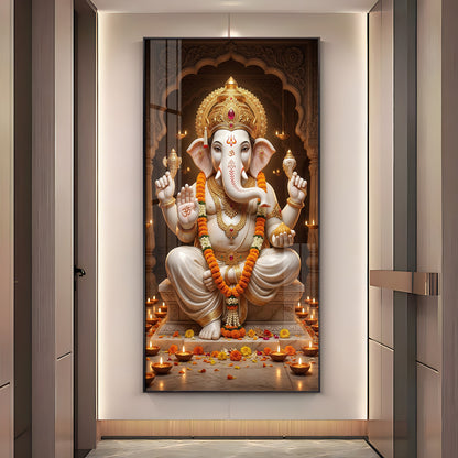 Ganesh Ji Eternal Wisdom Premium Acrylic Vertical Wall Art