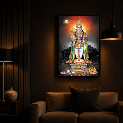 Lord Kartikeyan Modern Luxury Backlight Vertical Wall Art