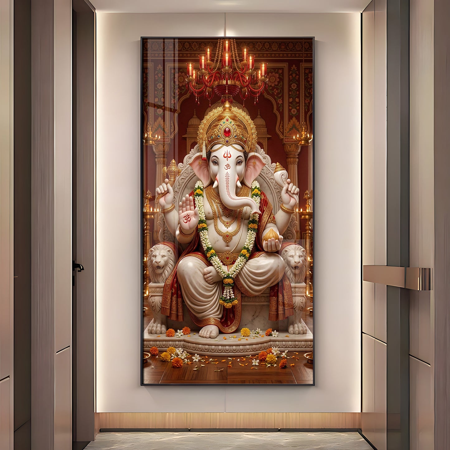 Divine Harmony Of Lord Ganesh Premium Acrylic Vertical Wall Art