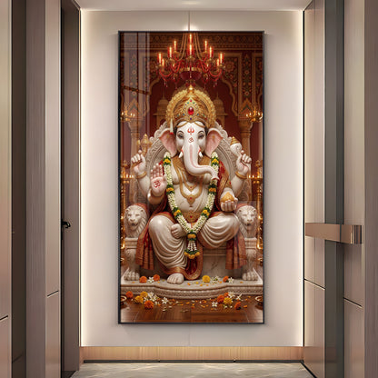 Divine Harmony Of Lord Ganesh Premium Acrylic Vertical Wall Art