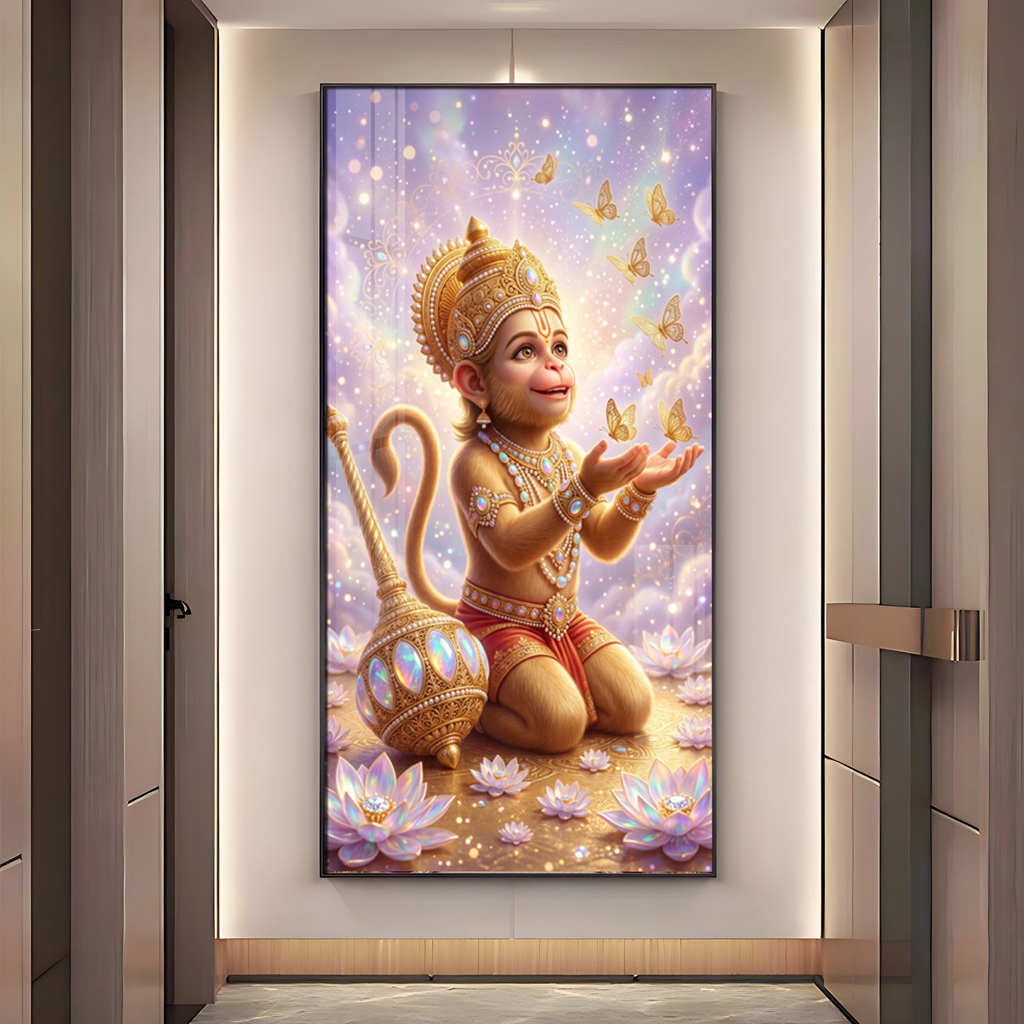 Bal Hanuman Ji Premium Acrylic Vertical Wall Art