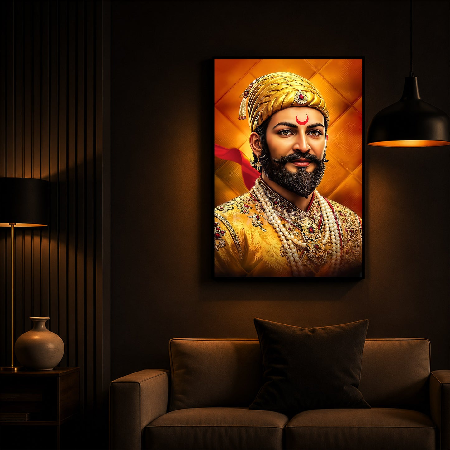 Chhatrapati Shivaji Modern Luxury Backlight Vertical Wall Art