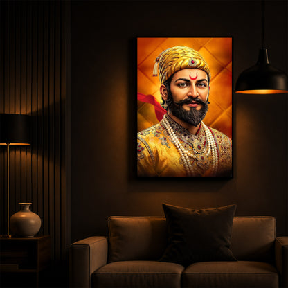 Chhatrapati Shivaji Modern Luxury Backlight Vertical Wall Art