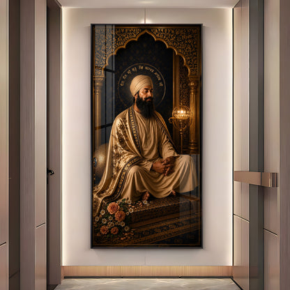Guru Tegh Bahadur Ji Meditating Premium Acrylic Vertical Wall Art