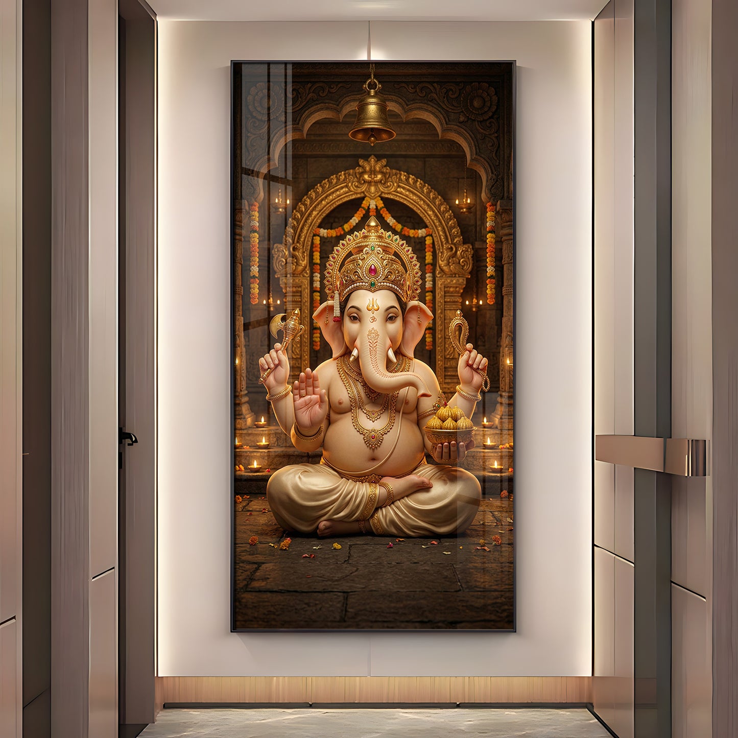 Lord Shree Ganesh Ji Premium Acrylic Vertical Wall Art