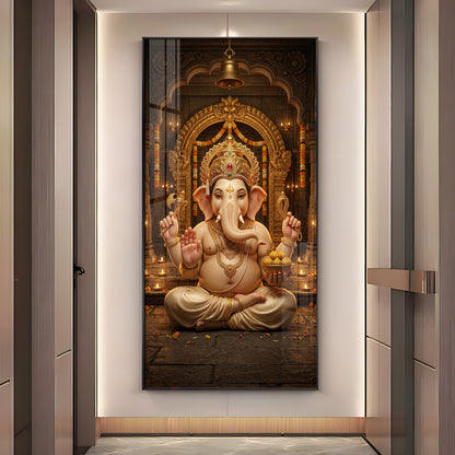 Lord Shree Ganesh Ji Premium Acrylic Vertical Wall Art
