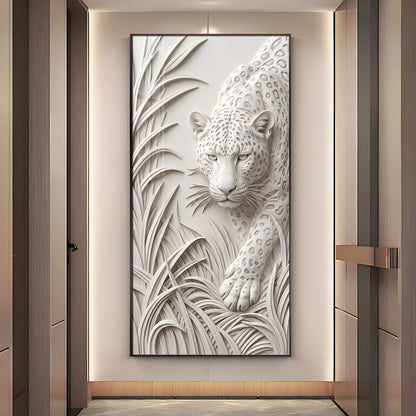 White Leopard Premium Acrylic Vertical Wall Art
