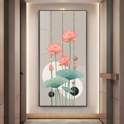 Pink Lotus Abstract Premium Acrylic Vertical Wall Art