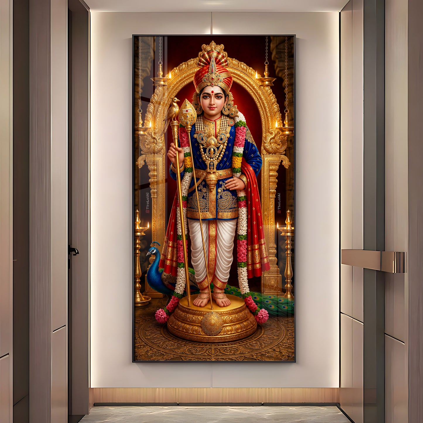 Depicting Lord Murugan Premium Acrylic Vertical Wall Art