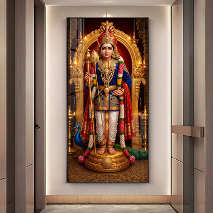 Depicting Lord Murugan Premium Acrylic Vertical Wall Art