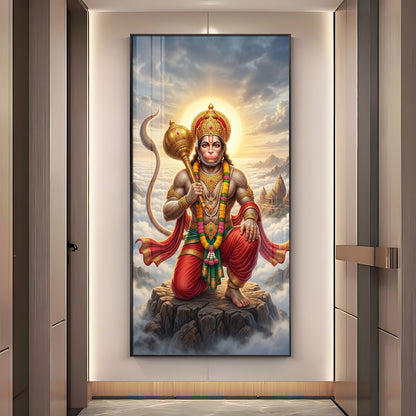 Divine Hanuman Ji Blessing Premium Acrylic Vertical Wall Art