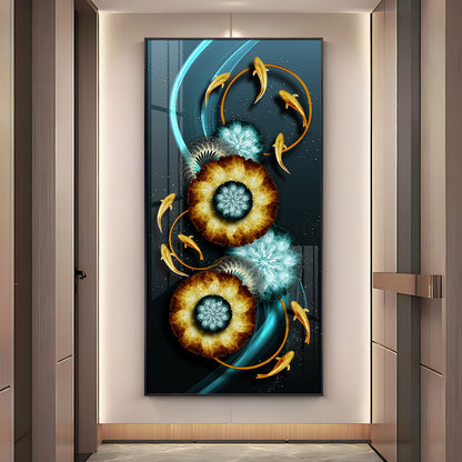 Fishes With Fractal Flowers Premium Acrylic Vertical Wall Art