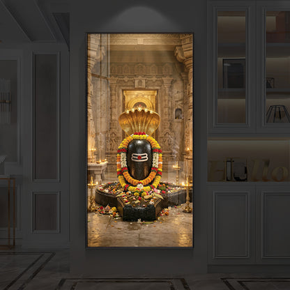 Shree Somnath Jyotirlinga Modern Luxury Backlight Vertical Wall Art