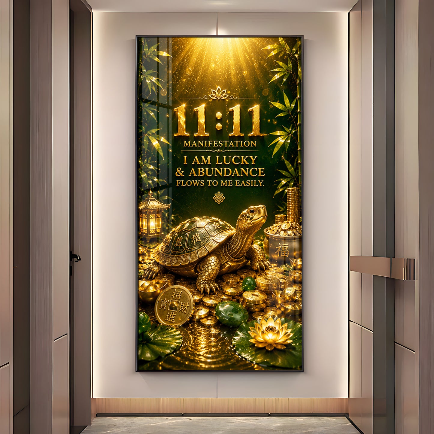 11:11 Manifestation Lucky Tortoise Premium Acrylic Vertical Wall Art