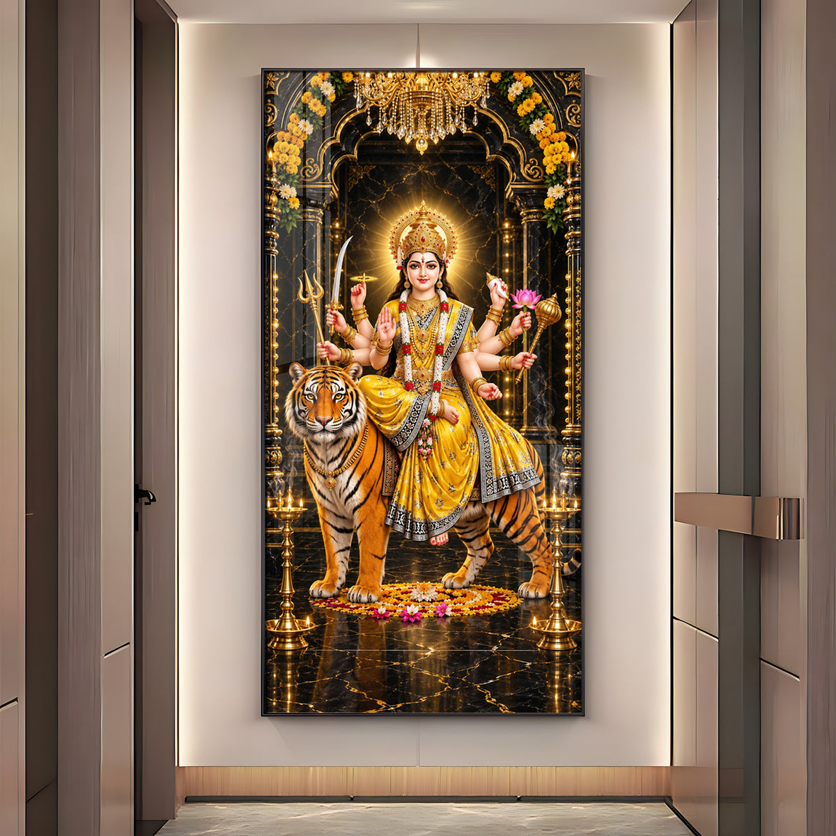 Pitambari Maa Durga Premium Acrylic Vertical Wall Art