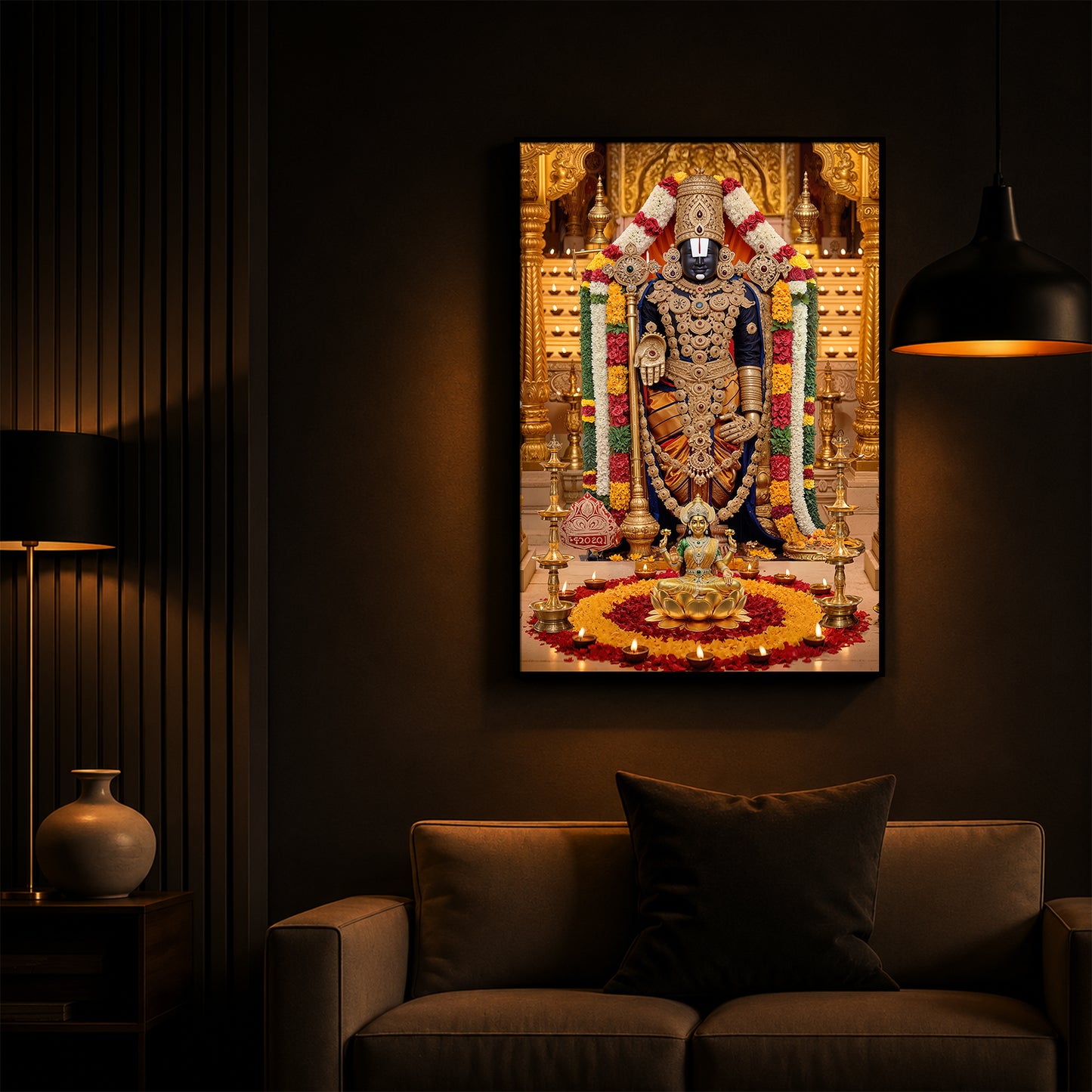 Tirupati Balaji Modern Luxury Backlight Vertical Wall Art