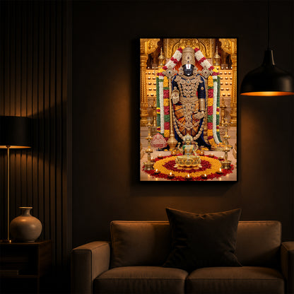 Tirupati Balaji Modern Luxury Backlight Vertical Wall Art