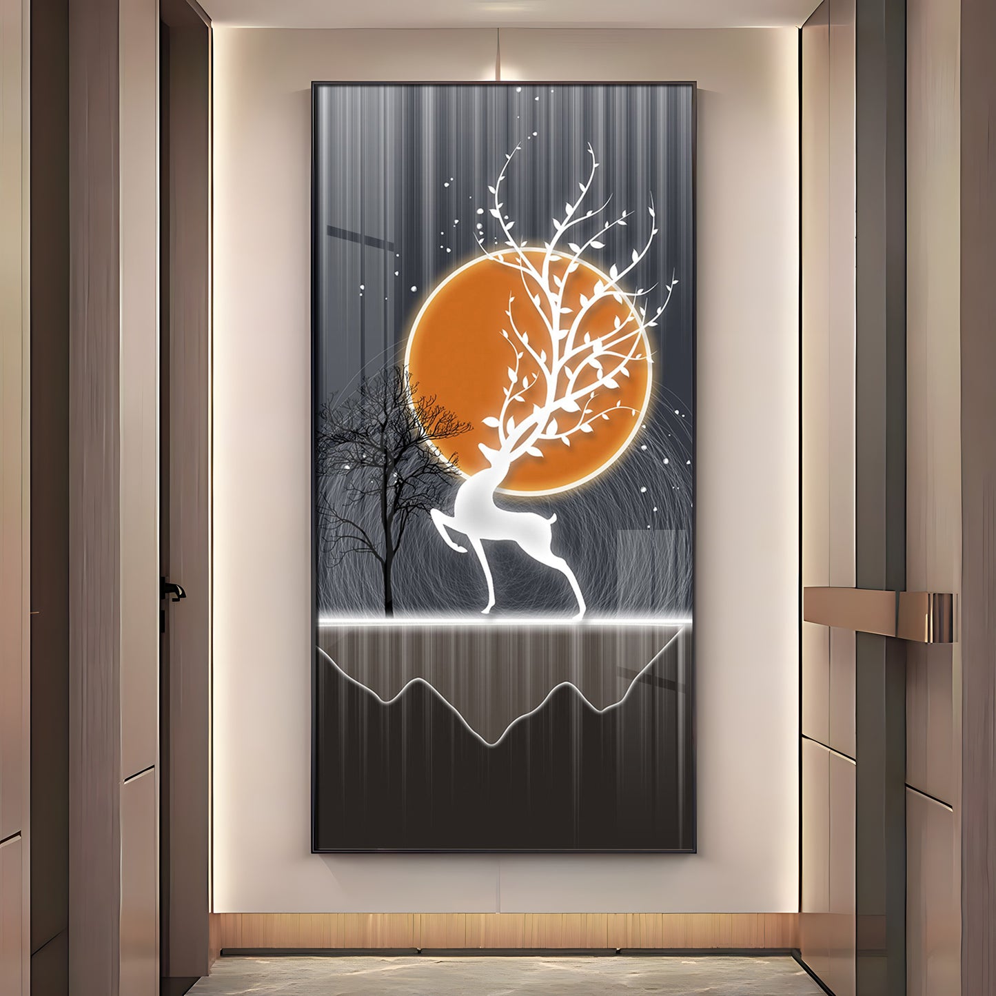 Luminious Deer Premium Acrylic Vertical Wall Art