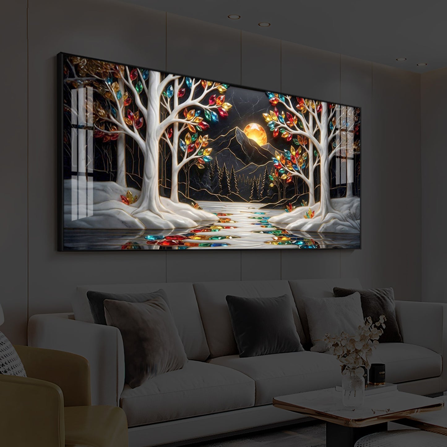 Tree Of Life Modern Luxury Backlight Horizontal Wall Art