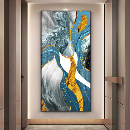 Blue & White Abstraction Premium Acrylic Vertical Wall Art