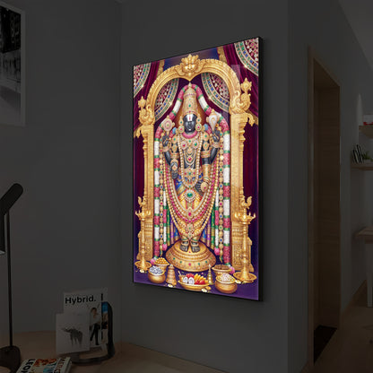 Venkateshwara Swamy Modern Luxury Backlight Vertical Wall Art