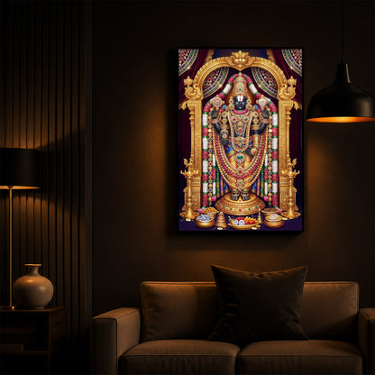 Venkateshwara Swamy Modern Luxury Backlight Vertical Wall Art