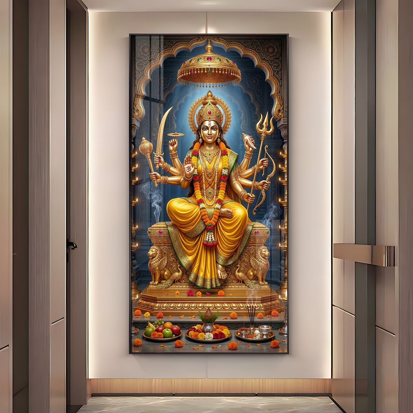 Divine Maa Durga's Blessing Premium Acrylic Vertical Wall Art