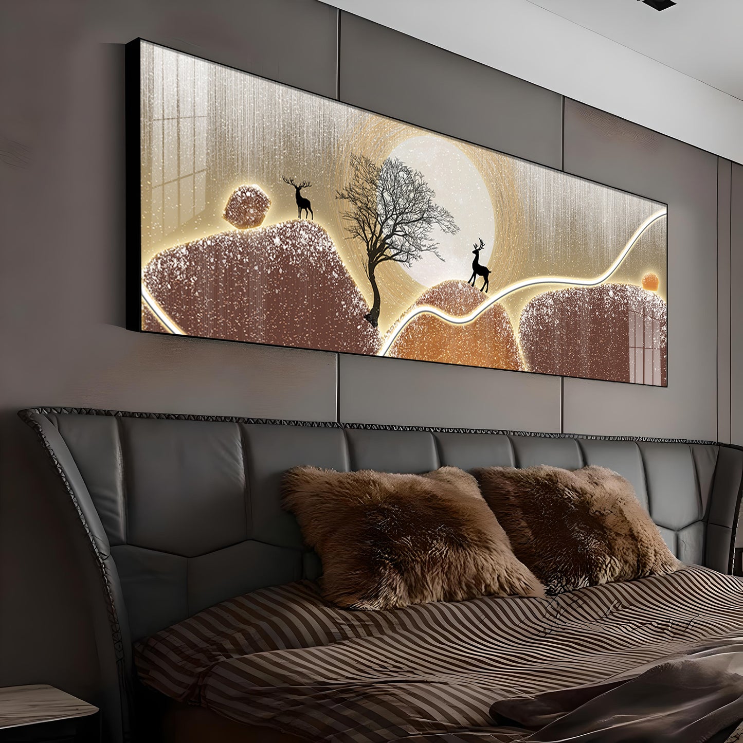 Serene Deer Scene Premium Acrylic Horizontal Wall Art