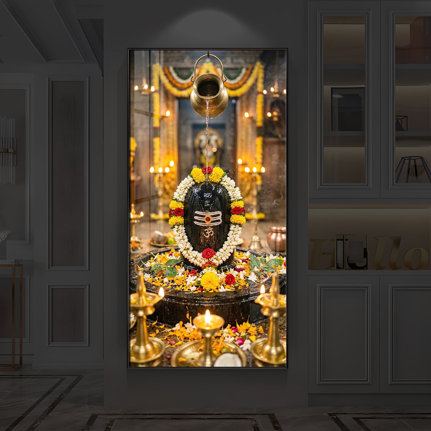 Somnath Jyotirlinga Modern Luxury Backlight Vertical Wall Art
