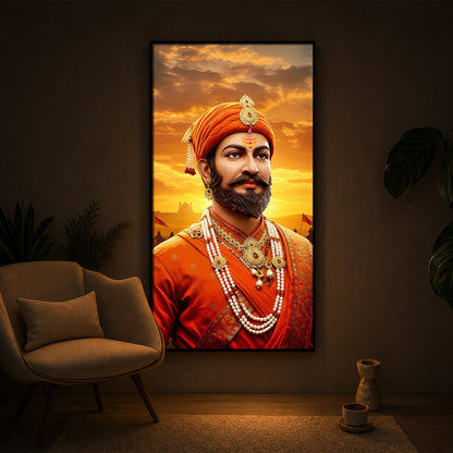 Chhatrapati Shivaji Maharaj Modern Luxury Backlight Vertical Wall Art