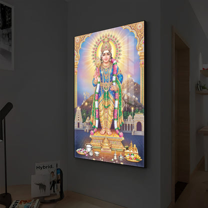 Lord Murugan Kartikeya Modern Luxury Backlight Vertical Wall Art