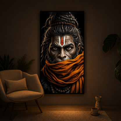 Ram Bhakt Hanuman Modern Luxury Backlight Vertical Wall Art
