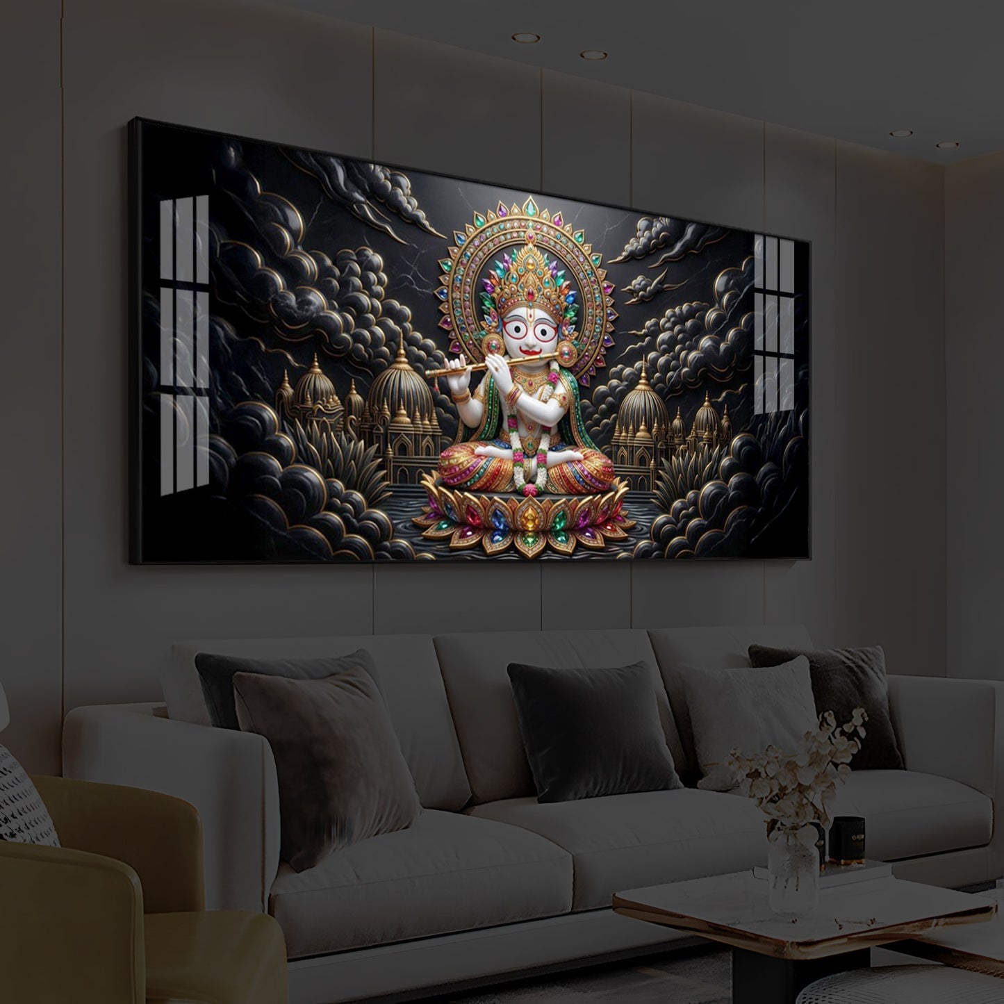 Lord Jagannath Modern Luxury Backlight Horizontal Wall Art
