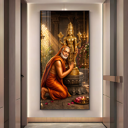 Guru Rayaru With Lord Venkateshwara Premium Acrylic Vertical Wall Art