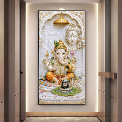 Lord Ganesha & Shiva Premium Acrylic Vertical Wall Art