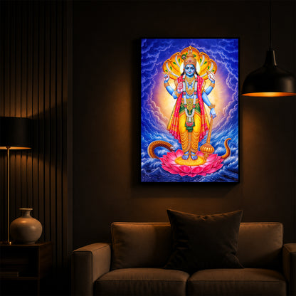 Sri Maha Vishnu Modern Luxury Backlight Vertical Wall Art