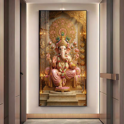Divine Luminescence Ganesha Throne Premium Acrylic Vertical Wall Art