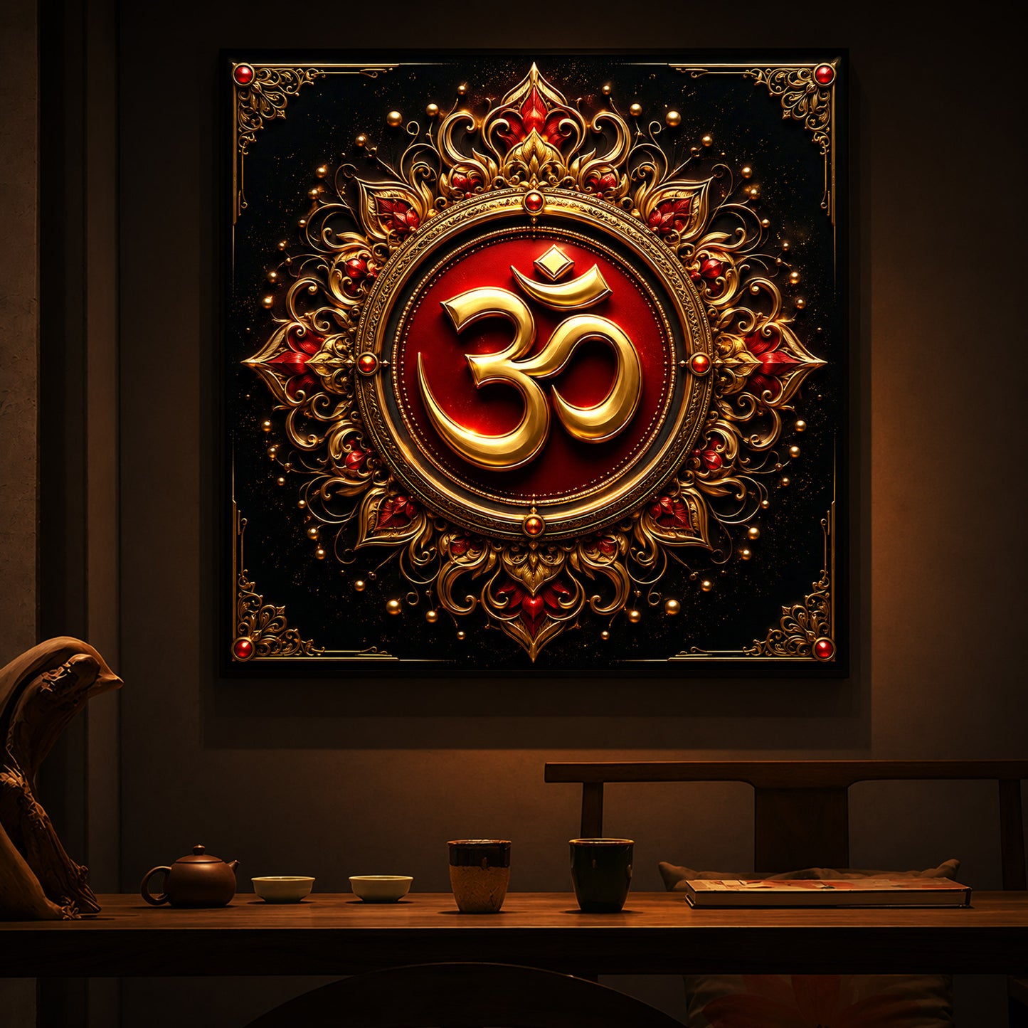 Beautiful Om Symbol Modern Luxury Backlight Square Wall Art