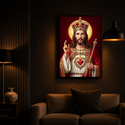Holy God Christ The King Jesus Modern Luxury Backlight Vertical Wall Art