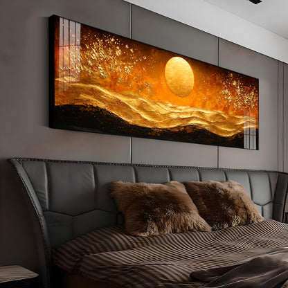 Golden Sun Abstract Dunes Premium Acrylic Horizontal Wall Art