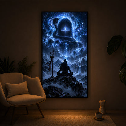 Shiva Cosmic Glow Modern Luxury Backlight Vertical Wall Art