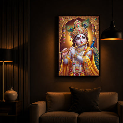 Young Lord Krishna Modern Luxury Backlight Vertical Wall Art