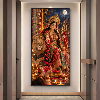 Maa Siddhidatri Premium Acrylic Vertical Wall Art