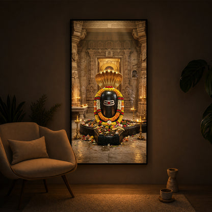 Shree Somnath Jyotirlinga Modern Luxury Backlight Vertical Wall Art