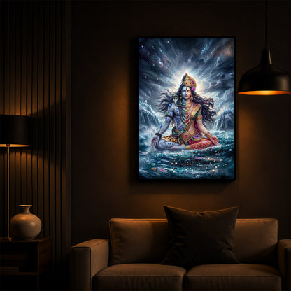 Ardhanarishvara Modern Luxury Backlight Vertical Wall Art