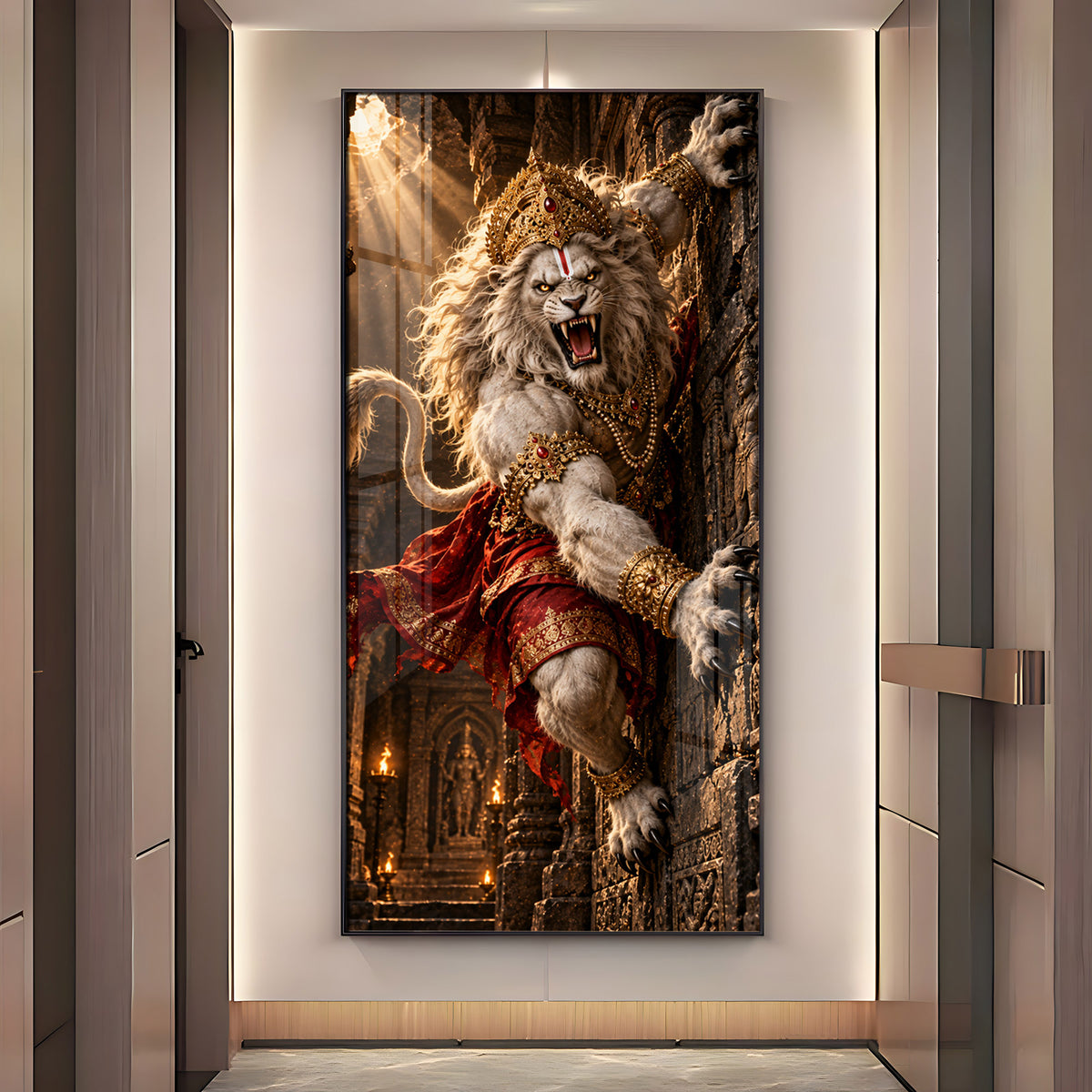 Bhagwan Narsimha Premium Acrylic Vertical Wall Art