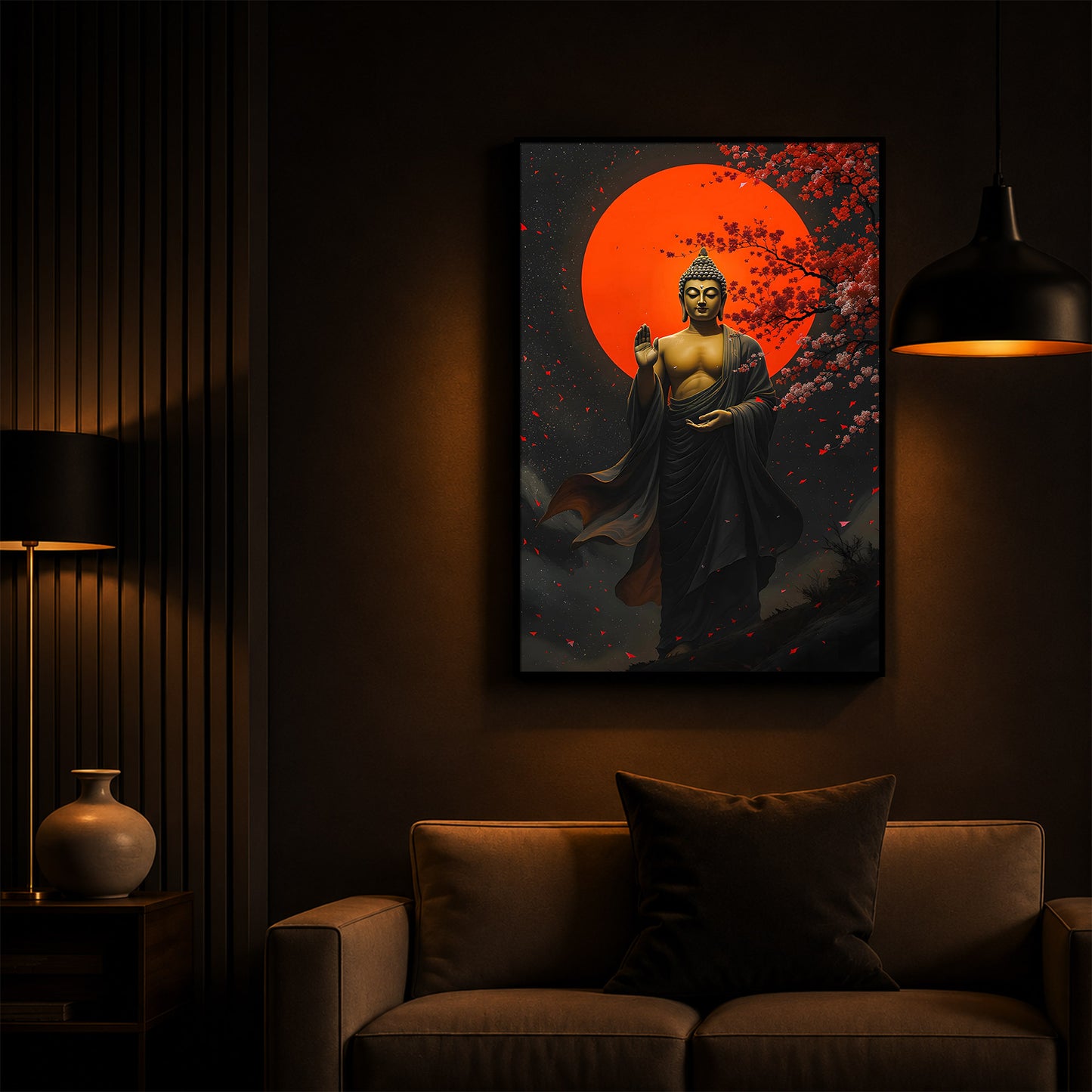 Gautam Buddh Modern Luxury Backlight Vertical Wall Art