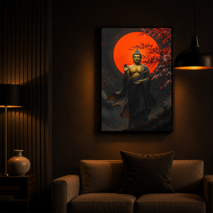 Gautam Buddh Modern Luxury Backlight Vertical Wall Art